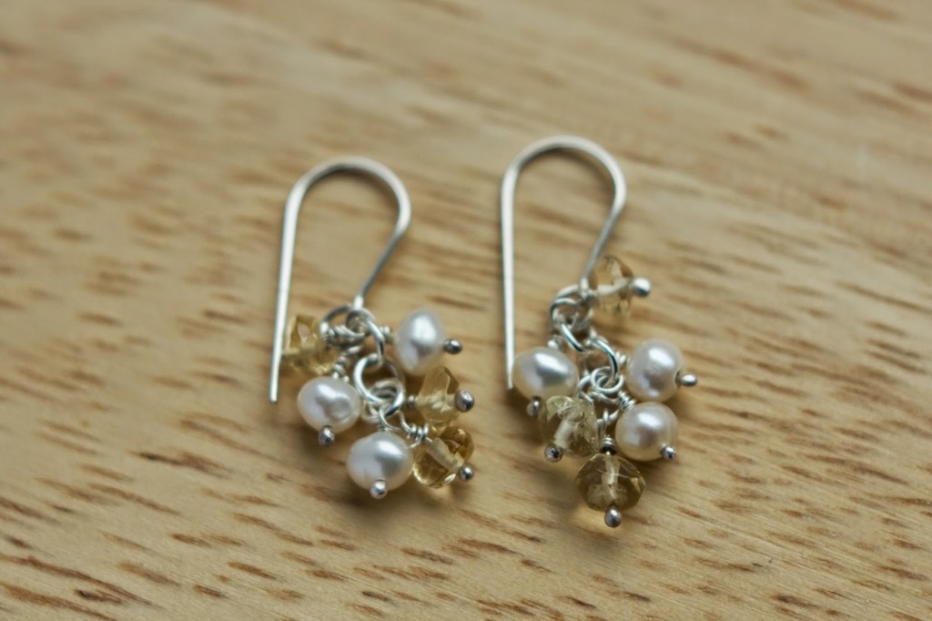 Silver Pearl and Citrine Earrings by EmmaRuthJones