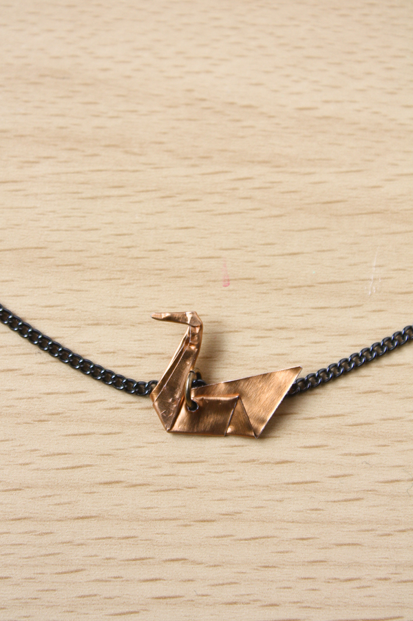 Origami Metal Swan Necklace