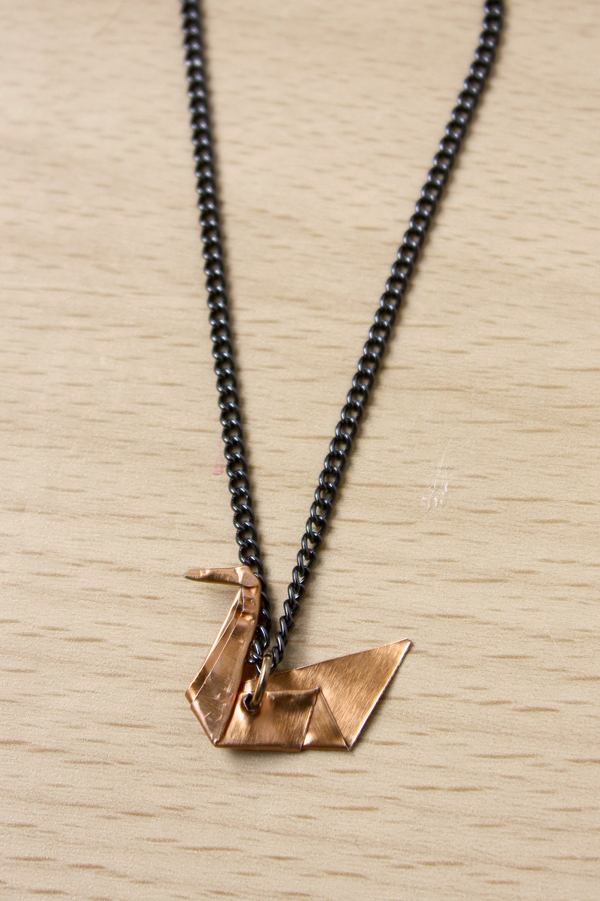 Origami Metal Swan Necklace