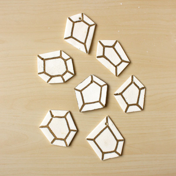 Geometric Clay Christmas Decorations