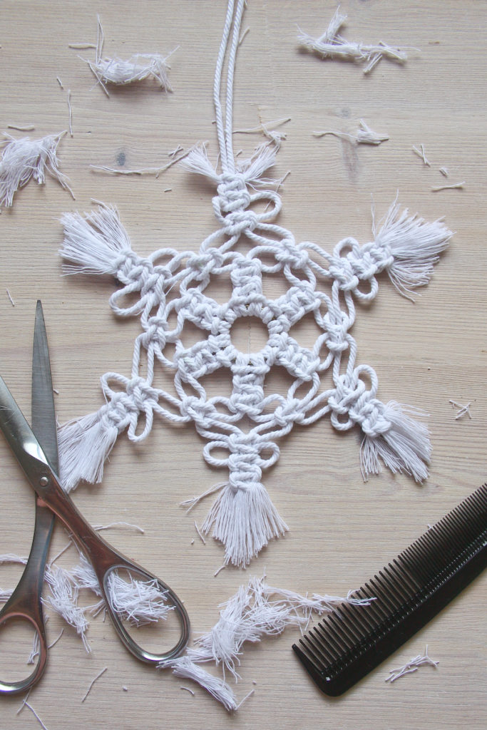 Macrame Snowflake DIY Christmas tutorial by Make and Fable