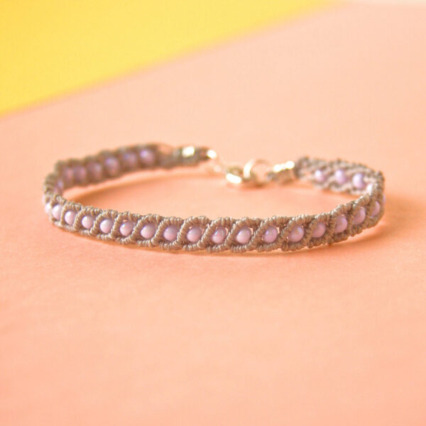 beaded macrame bracelet kit image, showing the finished bonus project to make a second mini version of the bracelet