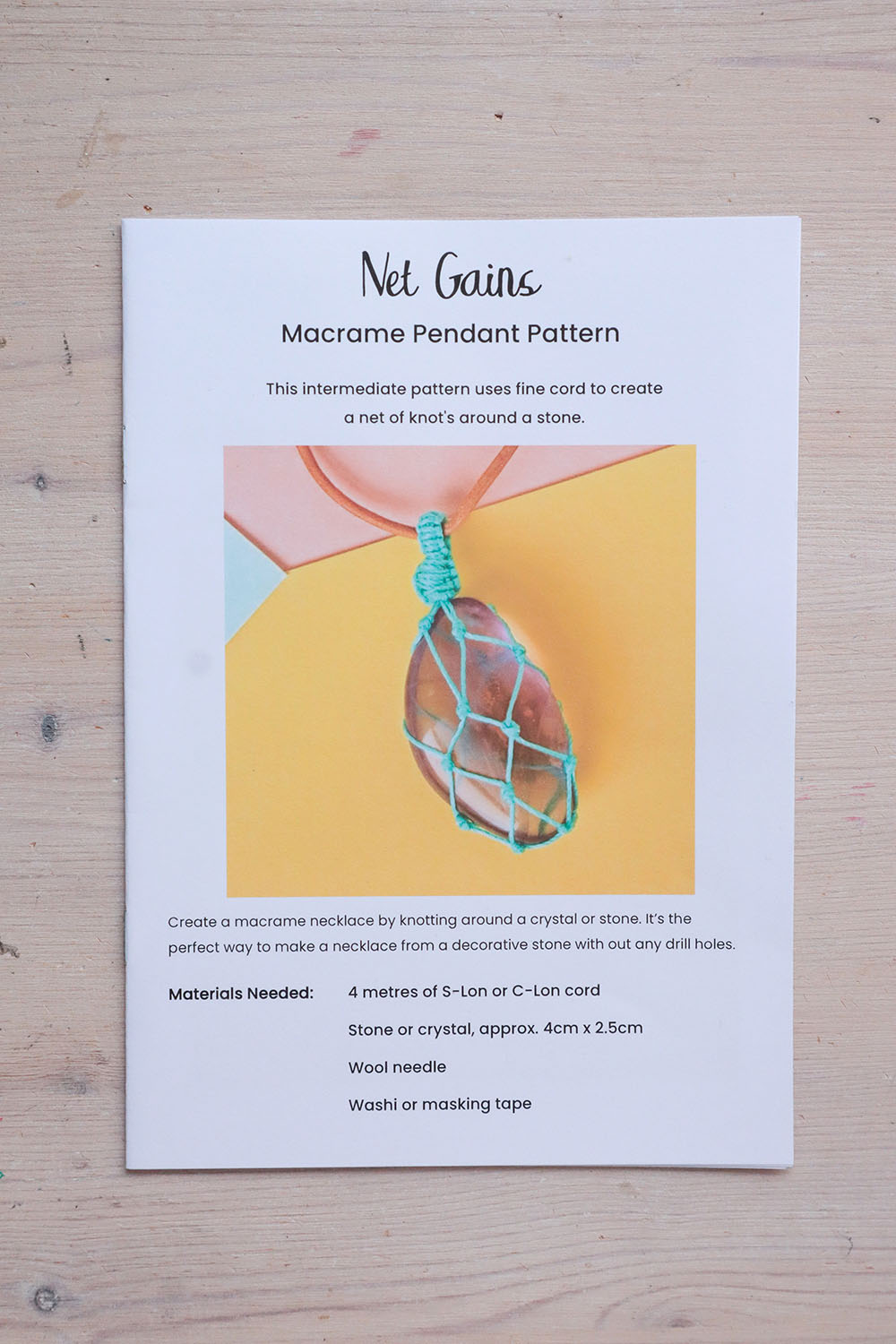 Macrame Stone Necklace Pattern - Printed - Image 2