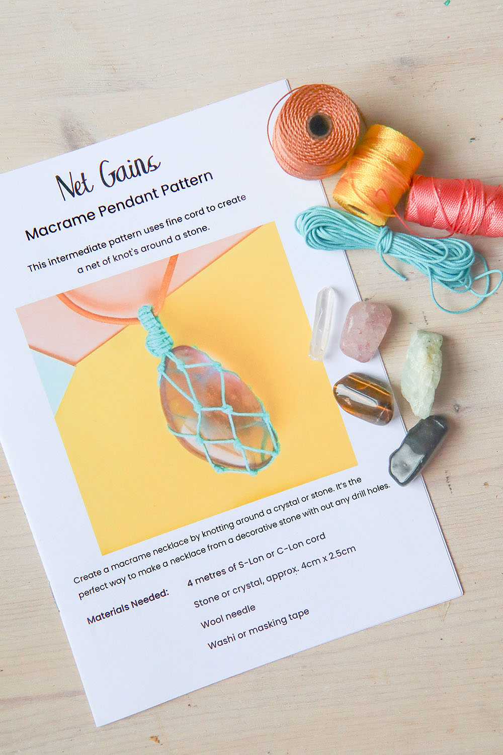 Macrame Stone Necklace Pattern - Printed - Image 6